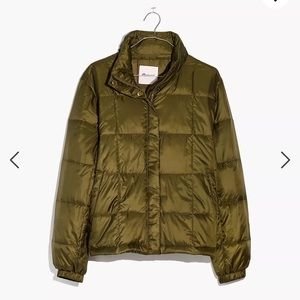 Madewell Travel Buddy Packable Puffer, Size L, Green